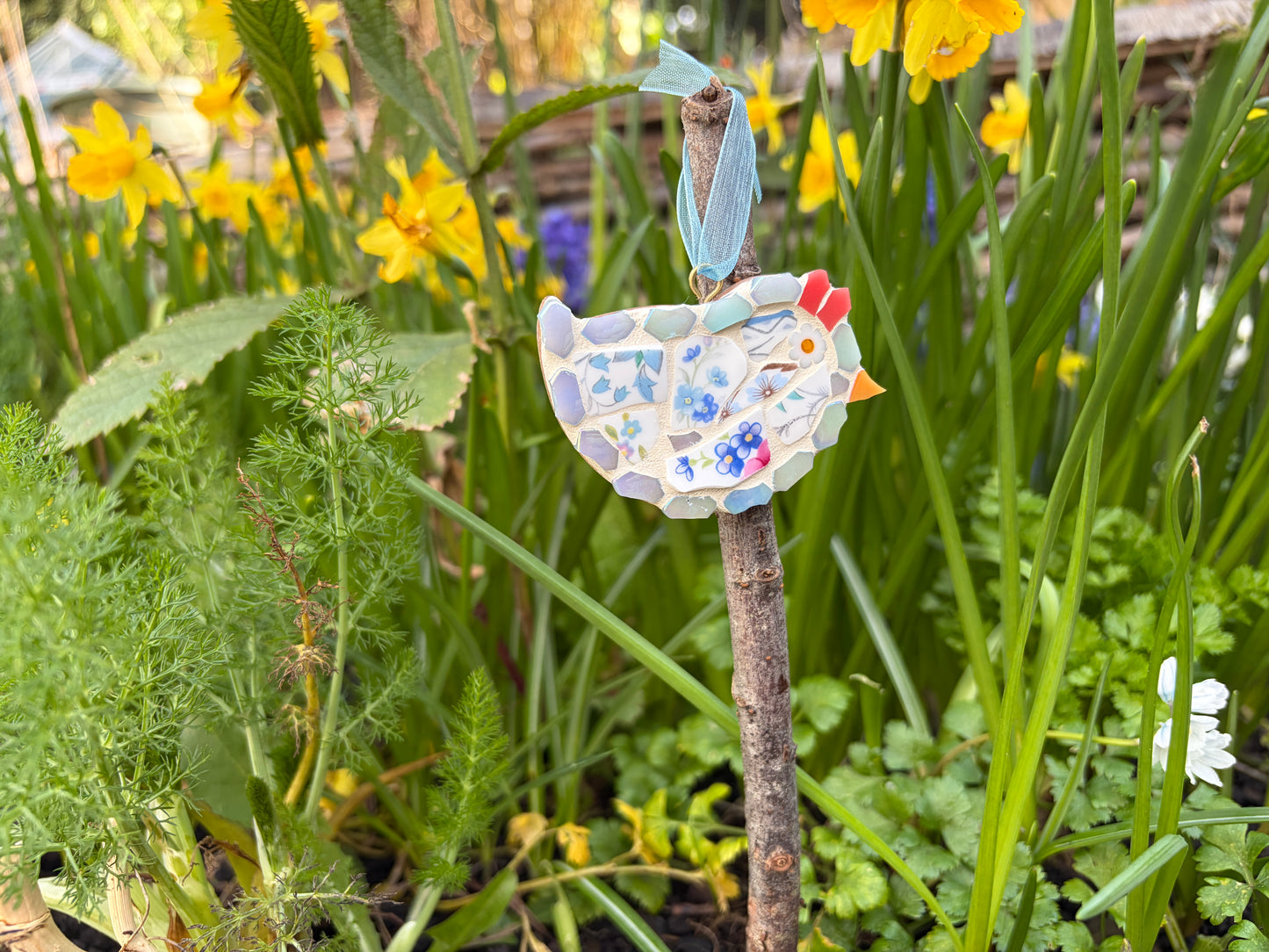 Set of 3 Mosaic Easter Chicks - Vintage China