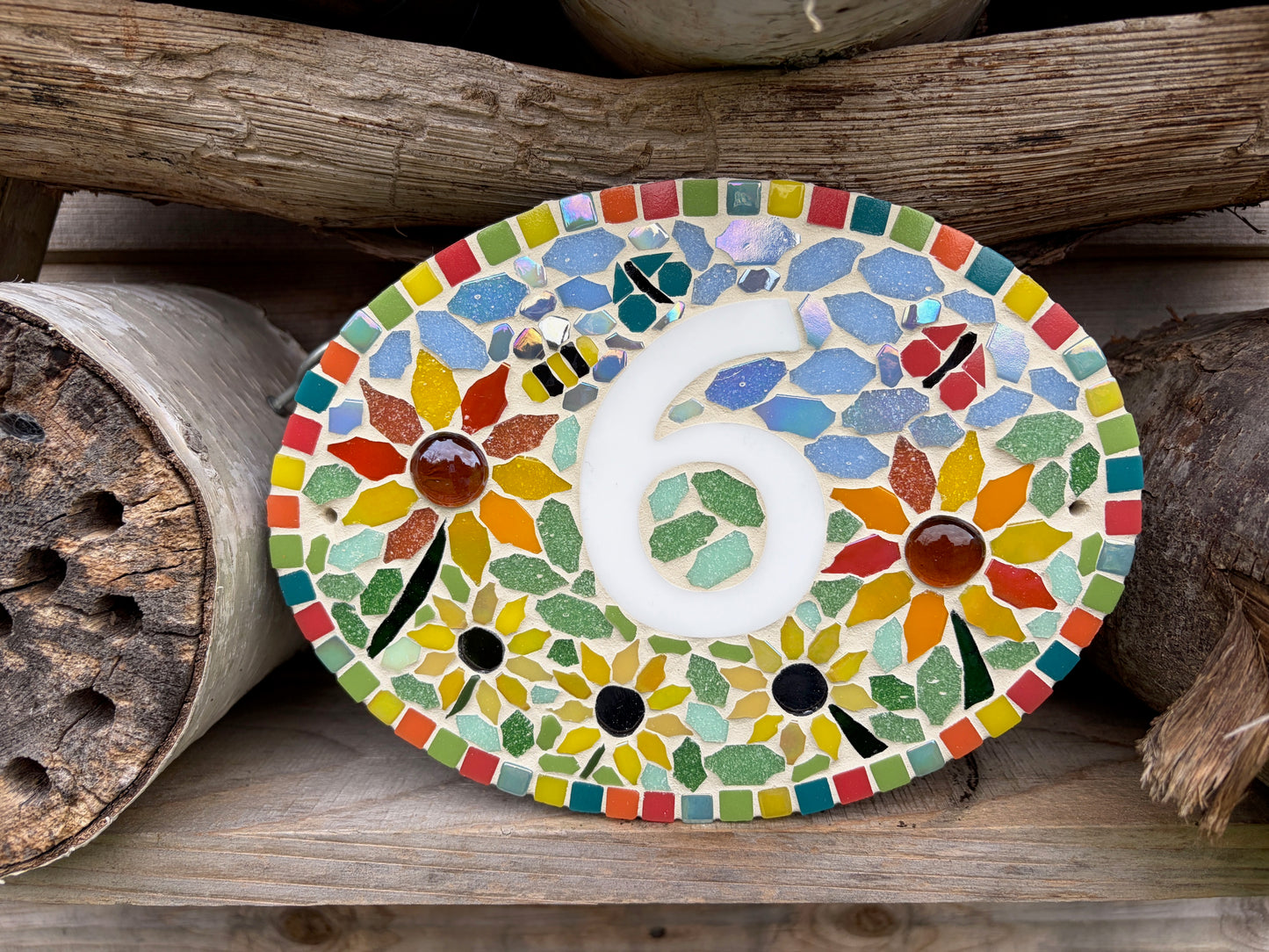 Mosaic House Number Sign