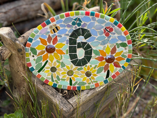 Mosaic House Number Sign - sunflowers.