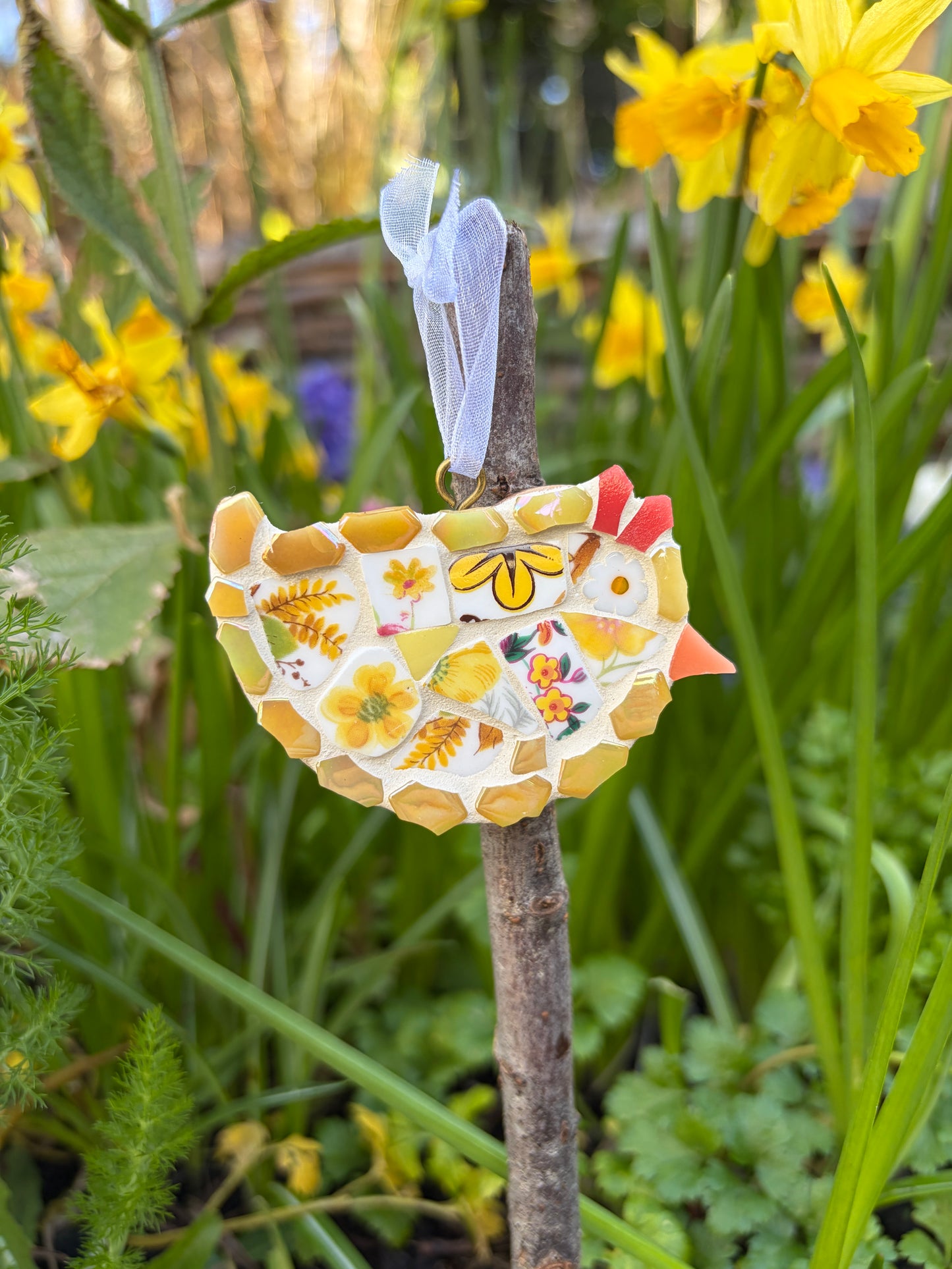 Set of 3 Mosaic Easter Chicks - Vintage China