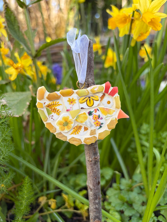 Set of 3 Mosaic Easter Chicks - Vintage China