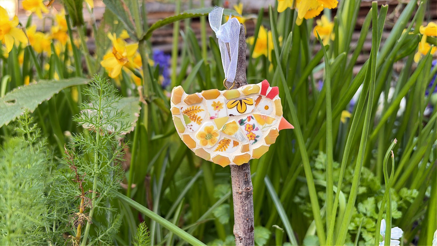 Set of 3 Mosaic Easter Chicks - Vintage China