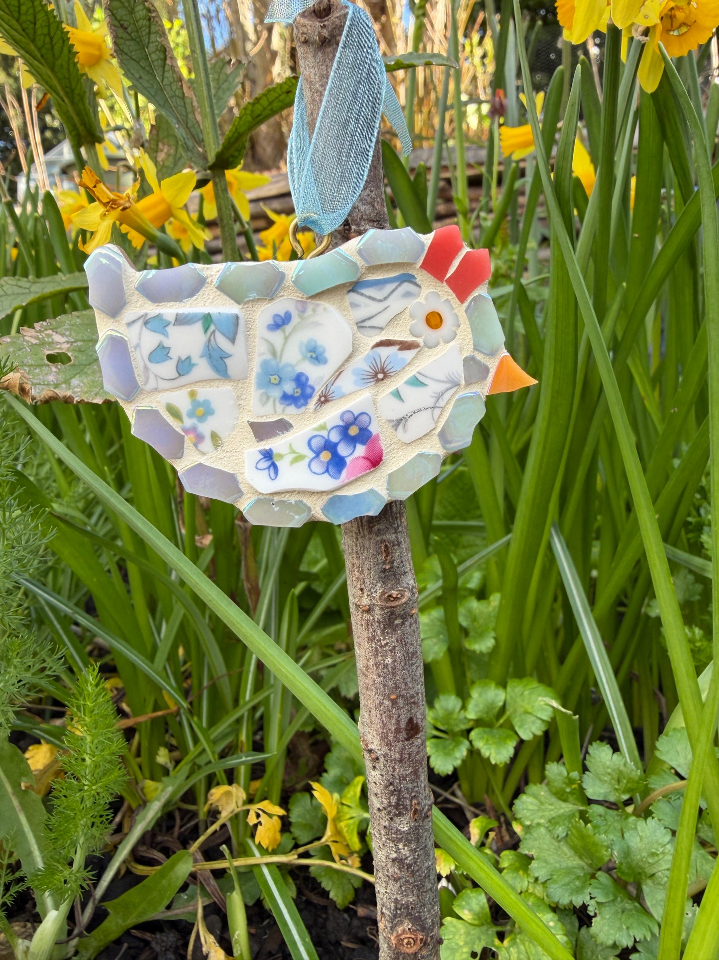 Set of 3 Mosaic Easter Chicks - Vintage China