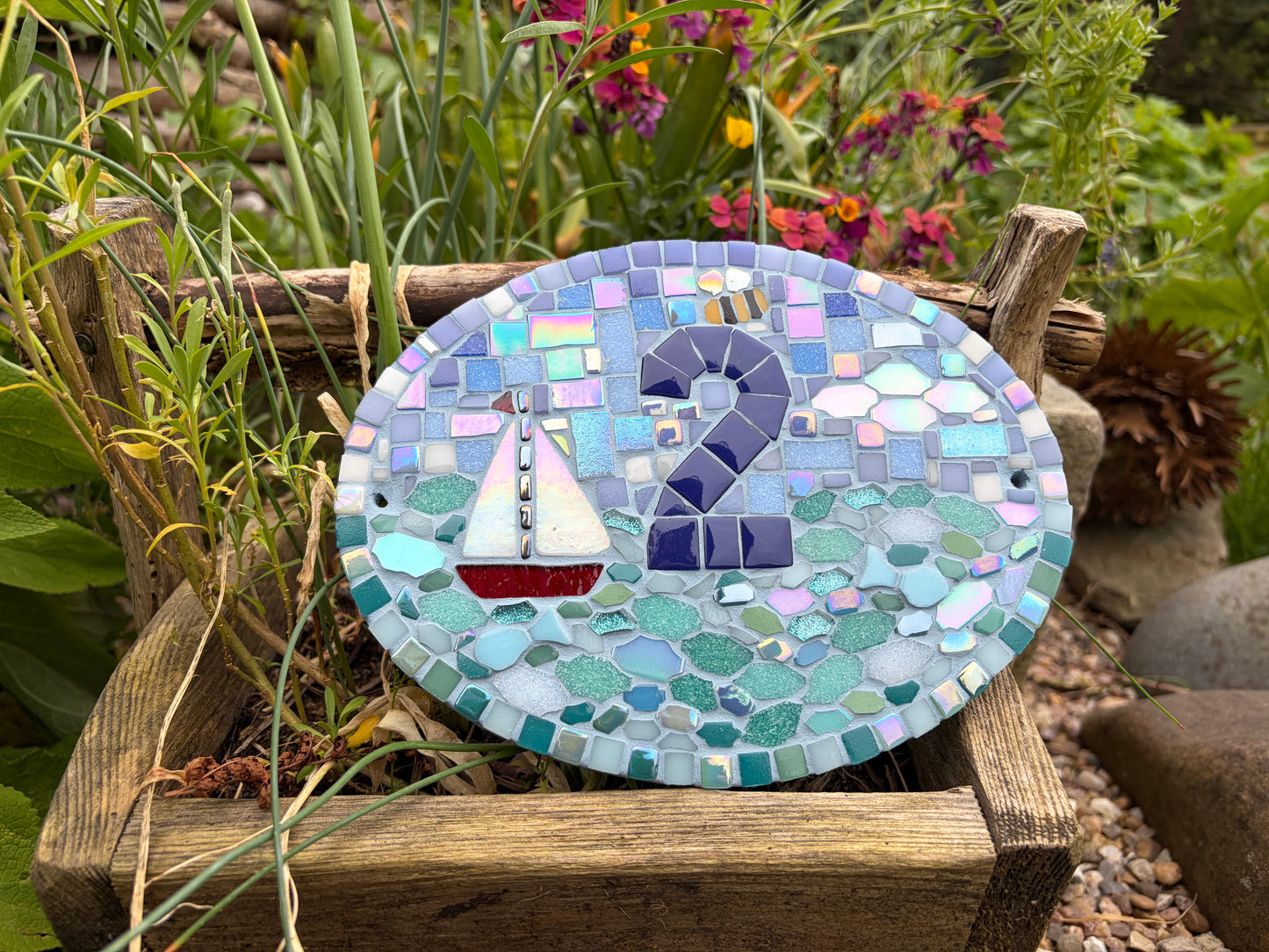 Mosaic House Number Sign Nautical theme