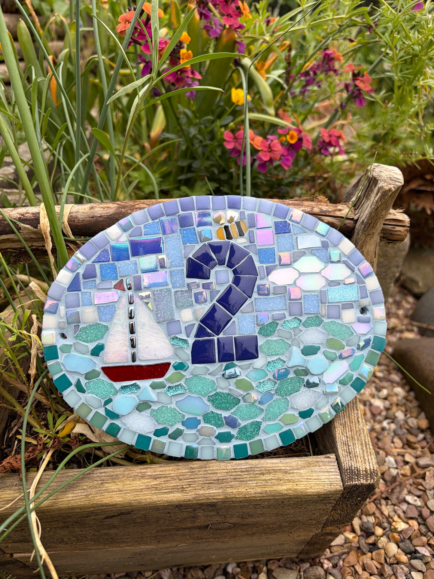 Mosaic House Number Sign Nautical theme