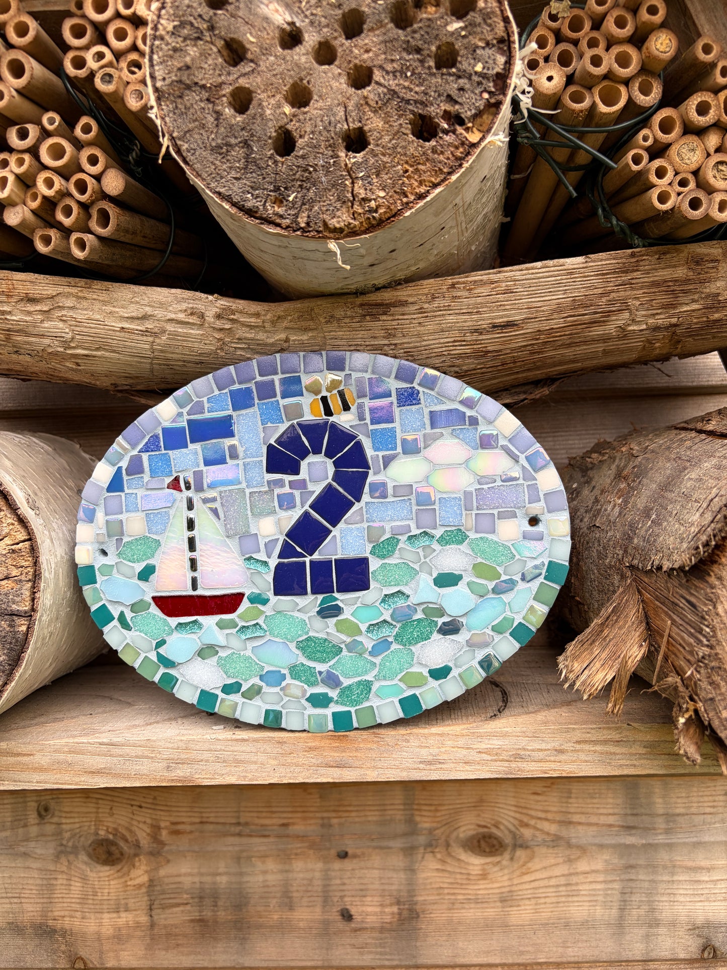Mosaic House Number Sign Nautical theme
