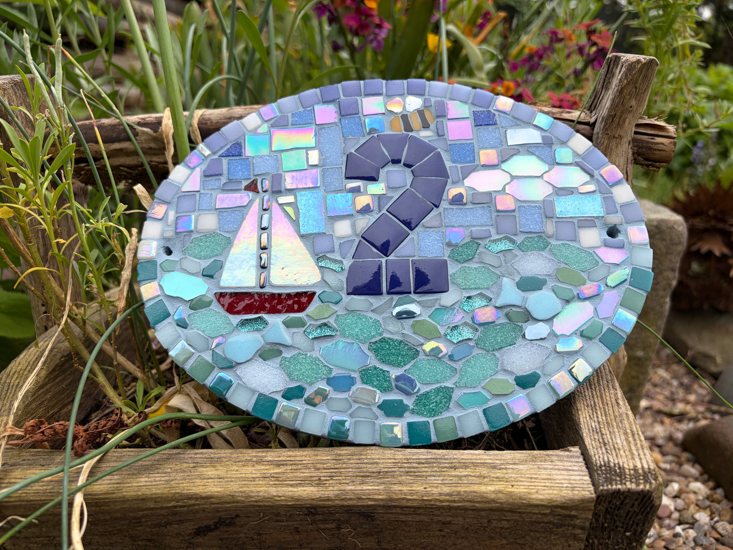 Mosaic House Number Sign Nautical theme