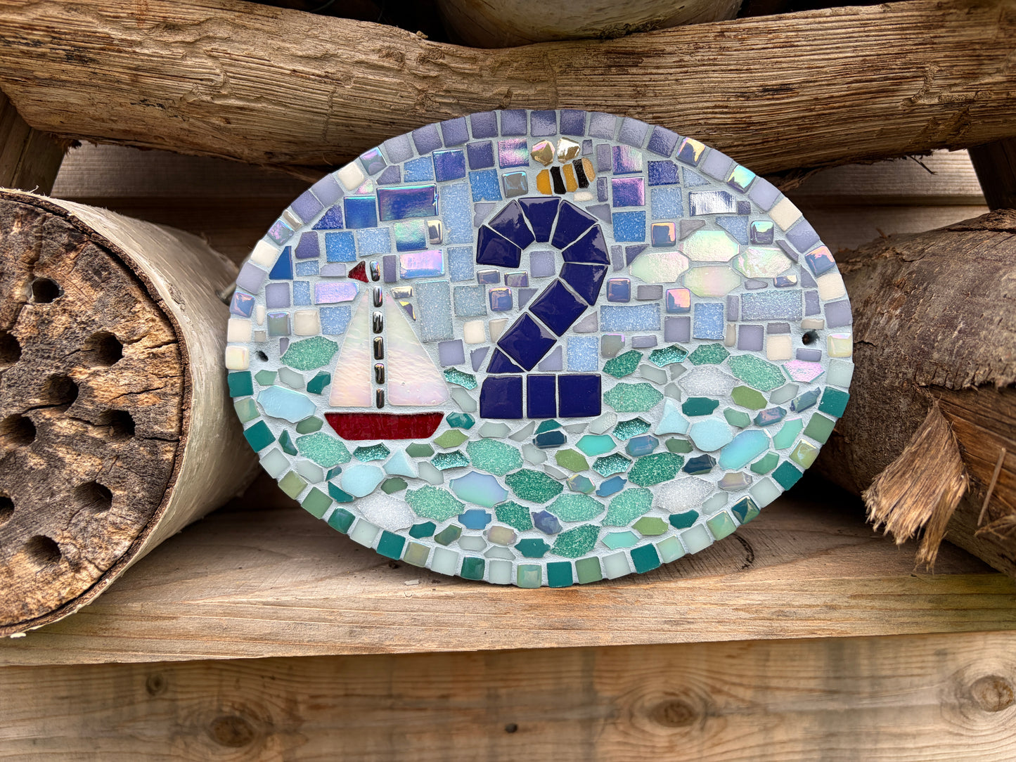 Mosaic House Number Sign Nautical theme